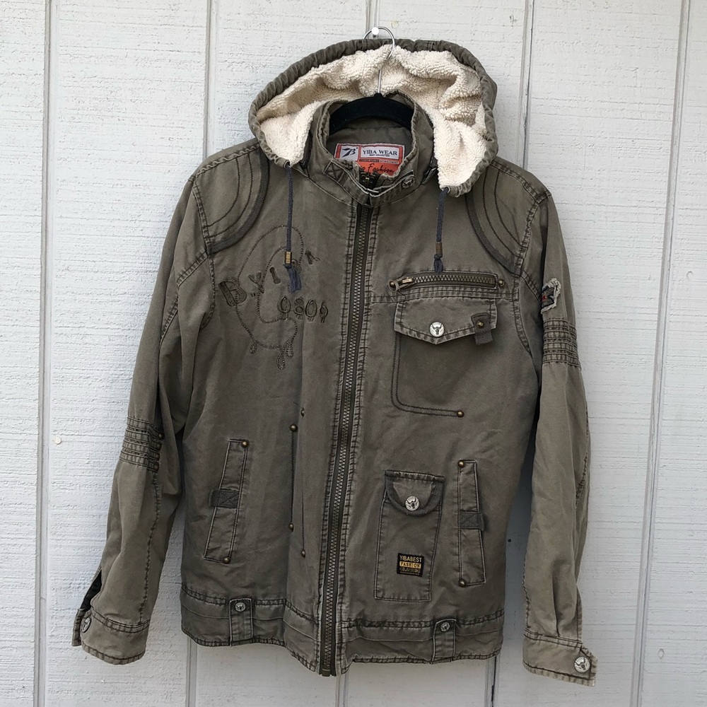 Yiba Wear Men gray green Jacket outerwear hoodie